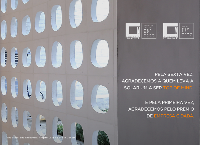 Solarium é Top of Mind e Empresa Cidadã de 2015